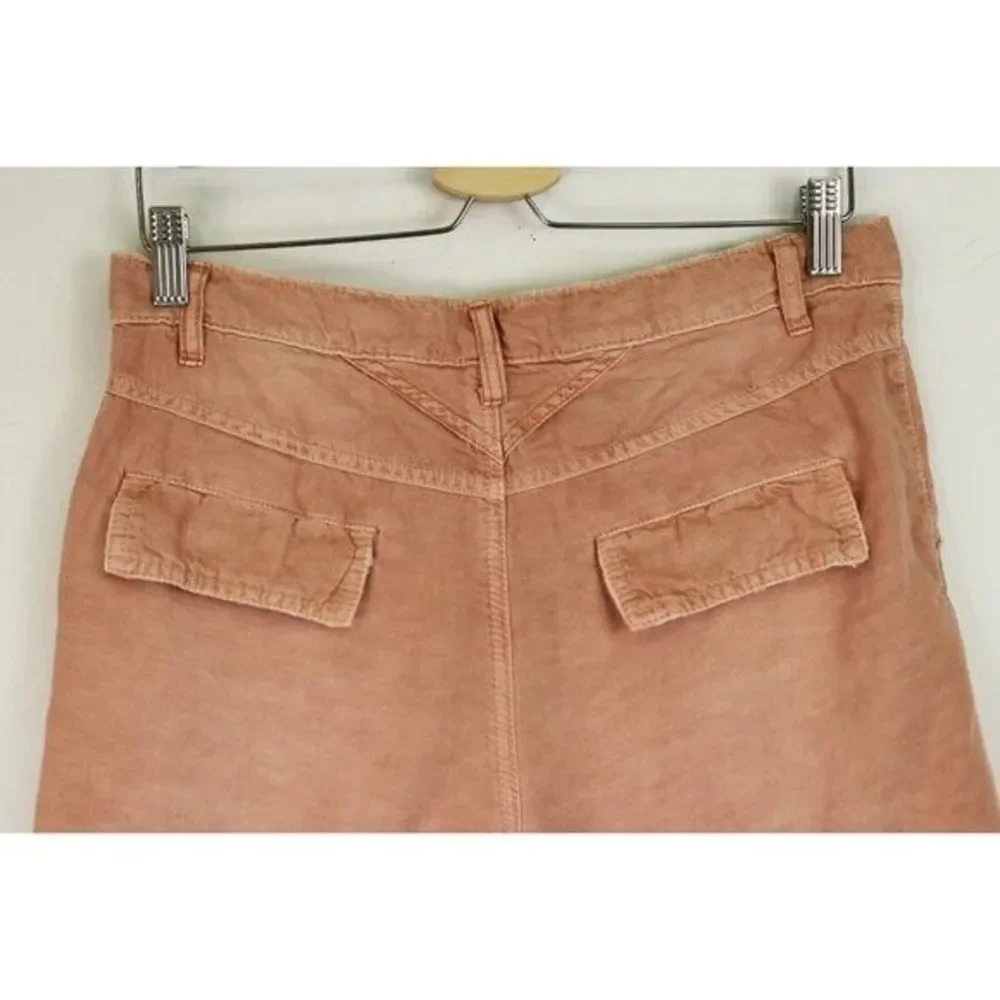 NWT Free People Utility Harem Raw Hem Bermuda Short Braided Rose Pink Linen 2 - Picture 8 of 9